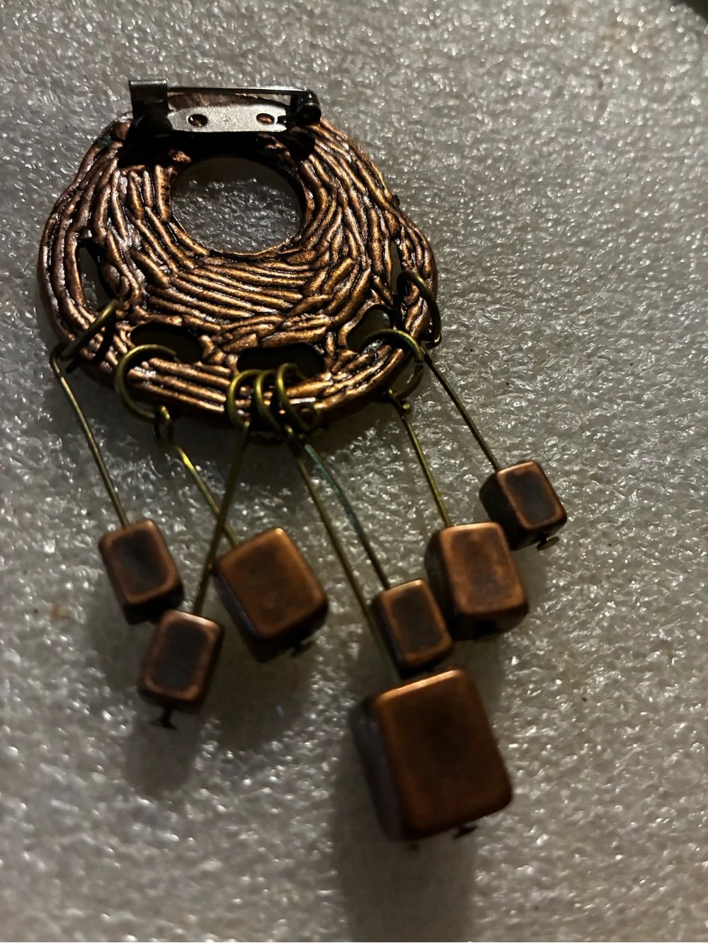 Copper Dangle brooch